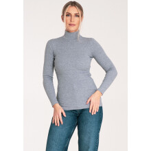 Tætsiddende turtleneck-bluse - tynd dame-turtleneck - M1058 grå størrelse S