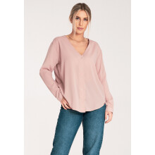 Dame sommerskjorte - V-hals skjorte - M1070 beige størrelse L