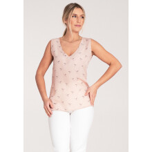 Elegant ærmeløs bluse - mønstret bluse - lyserød bluse M1076 størrelse L