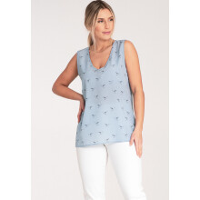 Elegant ærmeløs bluse - mønstret bluse - lyseblå bluse M1076 størrelse L