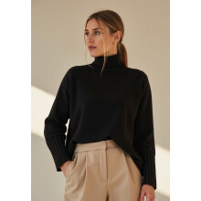 Elegant dametrøje - Rullekravetrøje - sort trøje M1101 størrelse S/M