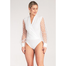 Damekuvertbodysuit - Damebodysuit med lange ærmer - Hvid bodysuitbluse M1145 størrelse S/M