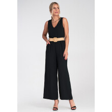 Damejumpsuit med vide ben - Jumpsuit med bælte - Sort M1193 størrelse S/M