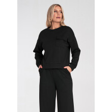 Elegant damesweatshirt uden hætte - Sweatshirt med lomme - Sort M1202 størrelse S/M