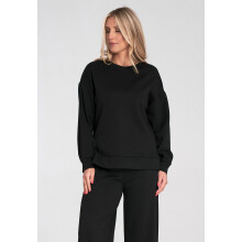 Damesweatshirt uden hætte - Asymmetrisk damesweatshirt - Sort M1203 størrelse S/M
