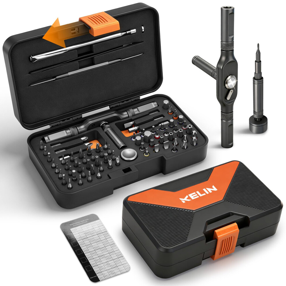 Kelin 78 In 1 Magnetic Ratchet Screwdriver Set, Multi Bit Ratcheting Torx Screwdriver Sets, Gifts For Men Who Have Everything 5051228031203