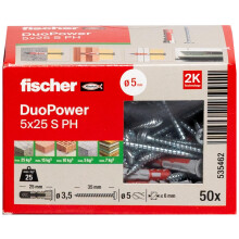 fischer DuoPower 5 x 25 S PH powerful universal plug with panhead scre