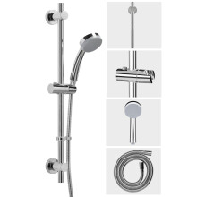 Croydex Presion Chrome Shower Riser Rail Kit - 68cm Riser Rail, Pressure Boostin