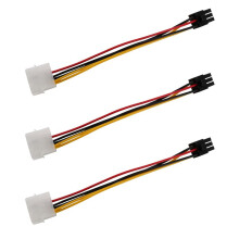 3X 4-Pin Male to 6-Pin Female Socket Power Cable for PCIe PCI Express Adapter