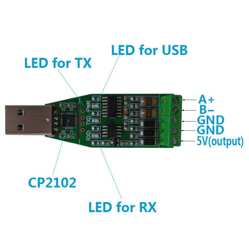 10X Módulo de Comunicação USB para RS485 Conversor de Linha Serial Half-Duplex Bidirecional 2
