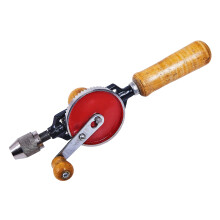 Amtech 2 Piece Hand Drill with Wooden Handle and Double Pinion Gears, 10 mm Chuck for Precise Manual Drilling in Wood, Plastic and Soft Metals