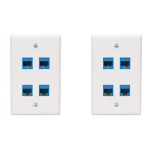 2X Placa de Parede Ethernet Placa de Parede de 4 Portas FêMea-FêMea Compatível com para Dispositivos Ethernet Cat7 / 6 / 6E / 5 / 5E -Azul
