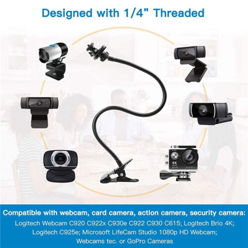 2X Suporte para Webcam Suporte de Pescoço de Ganso com Grampo Flexível de Montagem em Mesa de 25 Polegadas para  Webcam C930E, C930, C920, 2