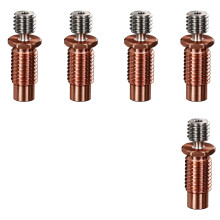 5X All-Metal Bi-Metal V6-TCrazy Heatbreak Titanium & Copper 3D Printer Nozzle Bimetal Throat for 1.75mm V6 Hotend Heater
