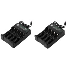 2X Carregador de Bateria Recarregável de 4 Slots Li-Ion USB Inteligente Carregador Rápido para 18350 18500 18650 Bateria