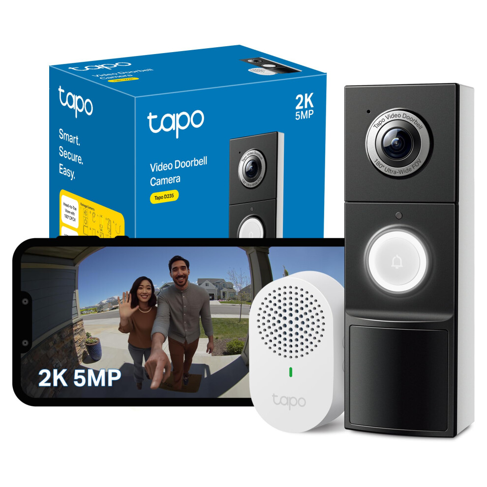Tapo D235 2K 5Mp Doorbell Wireless 180Dfov Ultra-Wide Video Doorbell Wireless O 5008399193896