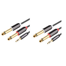 2X Cabo de áUdio 3,5 mm para Duplo 6,35 mm Cabo Auxiliar 2X6,5 Jack para 3,5 Macho 1 M/3,28 Pés