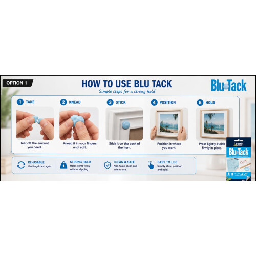 Bostik Blu Dry Tack Adhesive Putty Pack 1 2