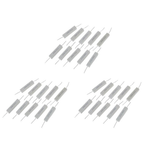 30 Pcs Wirewound Ceramic Cement Resistor 1 Ohm 5% 10W Watt