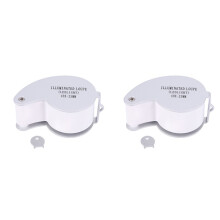 2pcs 40 X 25mm Glass Lens Jeweler Loupe Magnifier with LED-Silver