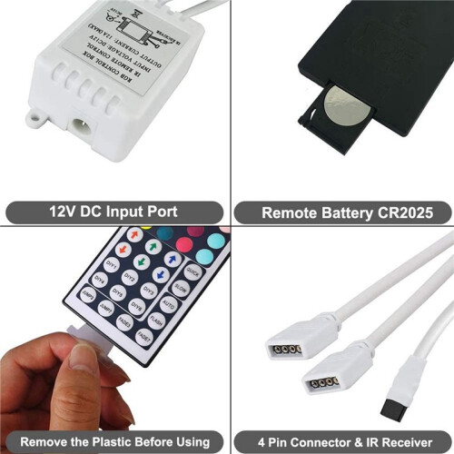 2X DC12V RGB LED Controller+44 Keys Remote Control RGB Control Box IR Light Strip Controller for 2835 RGB Light Strip 1