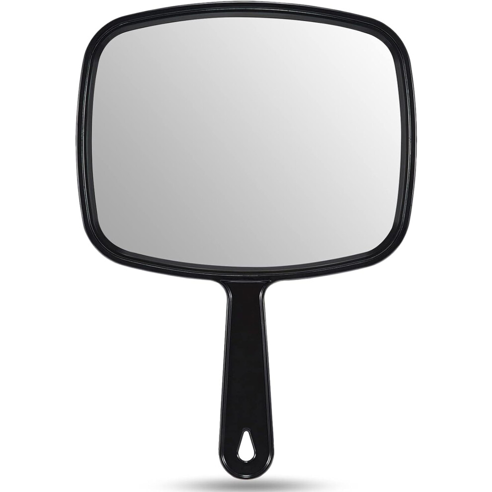 Professional handheld salon mirror with handle, black, 1