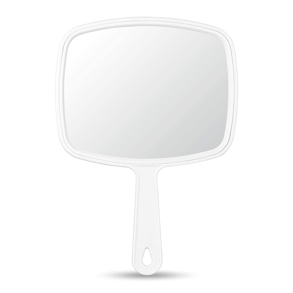 Professional handheld salon mirror with handle white 1 piece