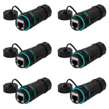 6X RJ45 Network Straight IP68 Waterproof Cat5/Cat6 Network Cable Connector Outdoor Dustproof Rj45 Wire Joint Plug