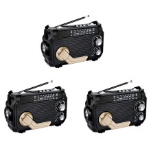 3X Radio Hand Crank Power Generation Solar Charging Three-Band Card MP3 Multifunction Radio
