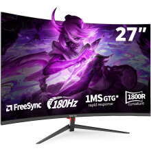 27 Inch Curved Gaming Monitor180Hz, FHD 1080p 1ms Response, FreeSync, 98% sRGB, Ultra-Thin Bezel