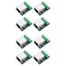 8PCS RJ45 Ethernet Female Socket Connector Breakout Board,2.54mm Connector Board Shielded Network Adapter Terminal