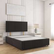 (5ft King(4 Drawers), Black(No Mattress)) Hazel Divan Bed Plush Velvet 24” Headboard Storage Drawers & Mattress Sturdy Platform Bed