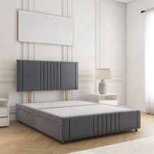 (3ft Single(2 Drawers), Steel(No Mattress)) Hazel Divan Bed Plush Velvet 24” Headboard Storage Drawers & Mattress Sturdy Platform Bed