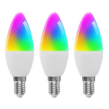 3X Tuya E14 Bulb Dimmable Five-Way Spiral Candle Bulb WiFi RGB Bulb Remote Control and Voice Control 7W