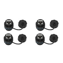 4PCS RJ45 Panel Mount Coupler, IP68 Shielded Industrial Panel Mount Ethernet LAN Through Connector for CAT6/CAT5E/CAT5