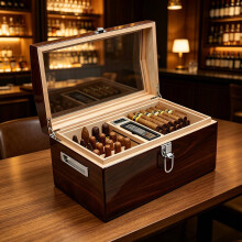 WestWood Cigar Humidor Glass Lid Vertical Display Cedar Tray Large Storage CH10
