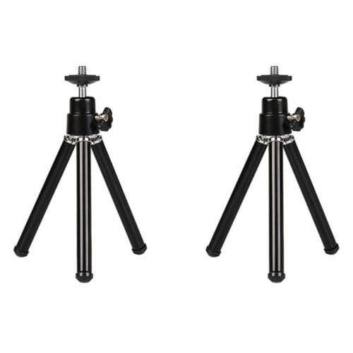 2X   Portable Tripod Adjustable  Tripod Aluminum Alloy for  Camera Projector Black