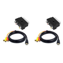 2X 1080P -Kompatibel Hane S-Video Till 3 RCA AV-Ljudkabel W/SCART Till 3 RCA Phono Adapter