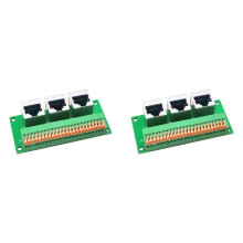2X RJ45 Female Breakout Board,Solderless RJ45 to 8Pin Quick Spring Terminal,Three Ways RJ45 Female Connector