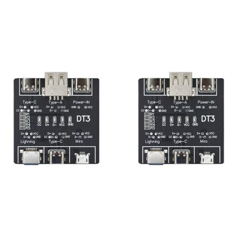 2X USB Data Cable -Off Detection Board for Micro-Type Type-C Port DT3 USB Cable Tester Fast Detection Light Weight
