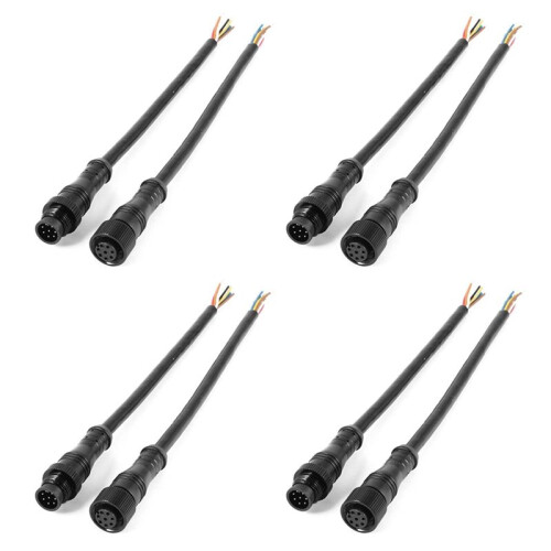 4X 8 Pin M/F Plug Waterproof Connector Cable Black