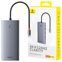 USB-C Hub 13 in 1 - BASEUS - HDMI DP VGA - Grijs - Multi-poort - 13 Poorten