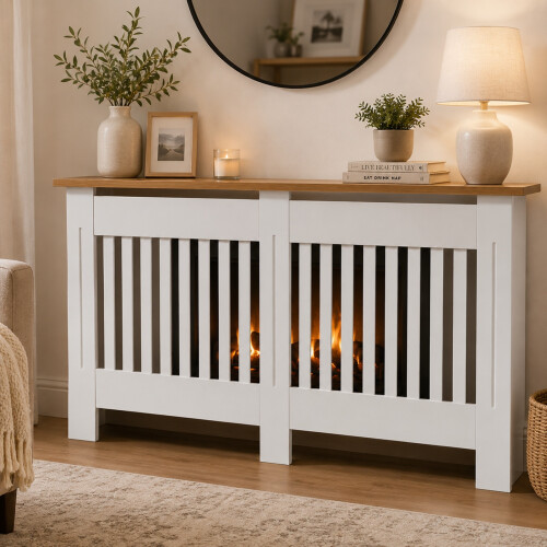 Gr8 Home Large White MDF Radiator Cover Cabinet 152cm