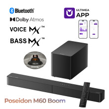 ULTIMEA Poseidon M60 BOOM 5.1Ch Dolby Atmos Soundbar w/Subwoofer, VoiceMX, Home Theater Surround Sound System for TV, Bluetooth 5.4