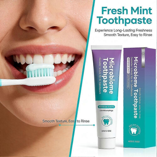 Microbiome Toothpaste Natural Mint Low Foam Fresh Breath Plaque Removal 2