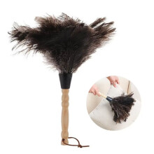 Feather Duster Wooden Handle Duster Anti static Dust Removal Dusters Ostrich Duster Feather Fur Brush For Home Cleaning Tools