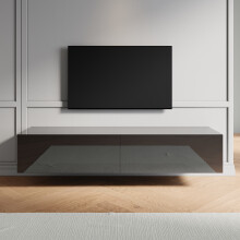 (High Gloss Black, 160cm) Elegant High Gloss TV Stand Cabinet,Floating TV Stand,White