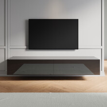 (High Gloss Black, 180cm) Elegant High Gloss TV Stand Cabinet,Floating TV Stand,White