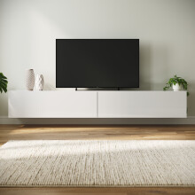 (High Gloss White, 200cm) Elegant High Gloss TV Stand Cabinet,Floating TV Stand,White