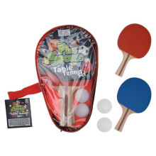 4 Piece Table Tennis Bat and Ball Set with 2 Wooden Paddles and Plastic Balls Complete Indoor Ping Pong Kit for Home Recreation and Travel Games